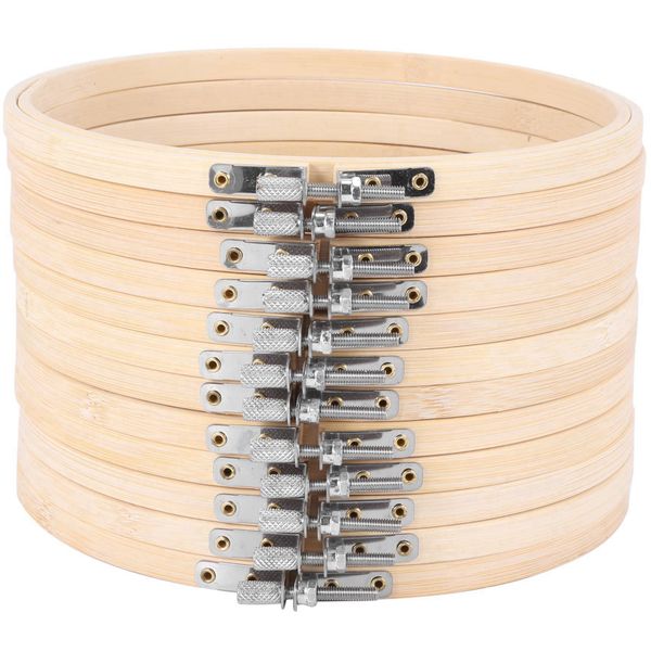 12 Pieces 7 Inch Wooden Bamboo Circle Hoop Round Ring