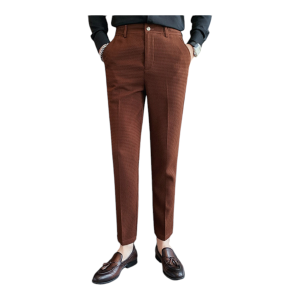 Chino Pants For Men Waffle Cropped Pants Tapered Trousers For Men - White