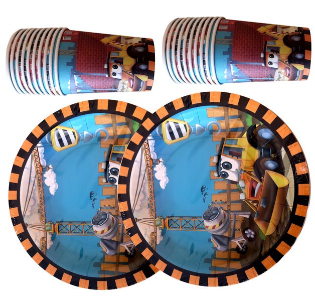 Construction Party Supplies - Plates and Cups x 20