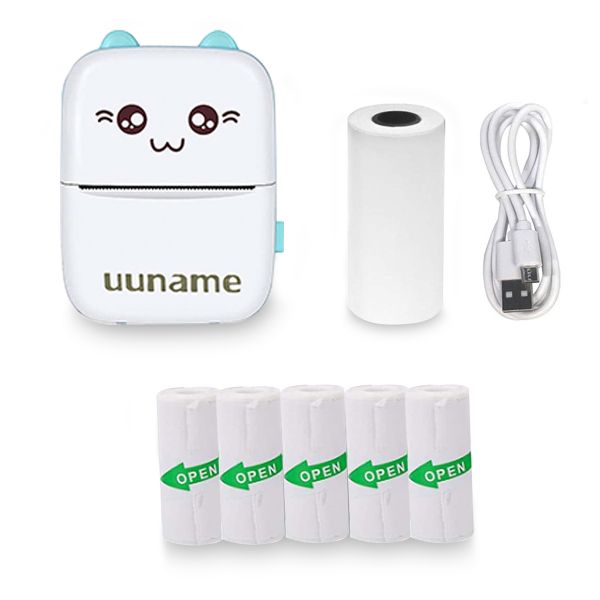 Uuname Portable BT Mini Pocket PhotoThermal Printer &amp; 5 Sticker Paper-C9SE