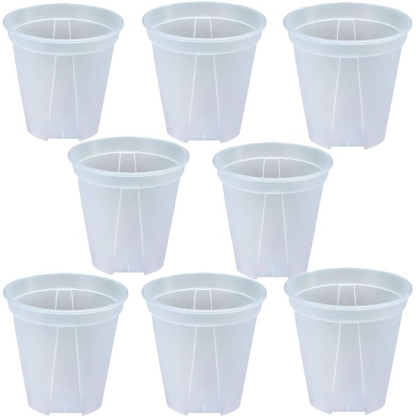 Garden Lightweight Transparent Nursery Pots With Drainage Holes Set of 8