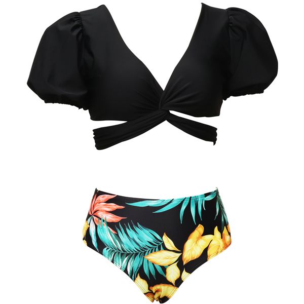 Iconix Black Crop Crossover Bikini