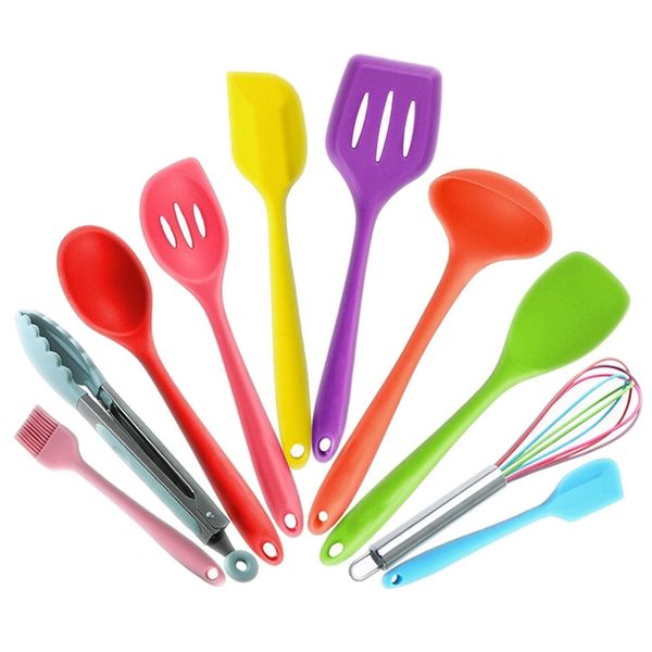 10 Piece Silicone Kitchen Utensil Set - Multi-Coloured