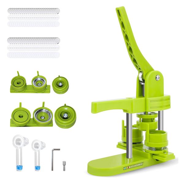 Button Maker Machine 58mm+44MM Punch with 100 pcs Button Parts + Cutter