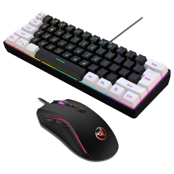 HXSJ-RGB Backlit Keyboard With Detachable Type-C Cable &amp; Wired Mouse-Black