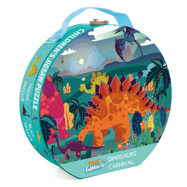 60 Pieces Colorful Dinosaurs Carnival Jigsaw Puzzle For Everyone