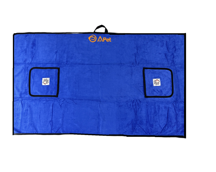 A-PET Large Pet Towel Super Absorbent Microfibre with 2 Hand Pockets
