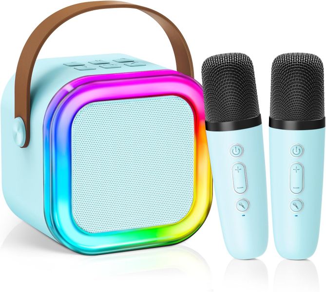 Mini Karaoke for Kids Girls &amp; Boys Bluetooth Speaker with 2 Microphones