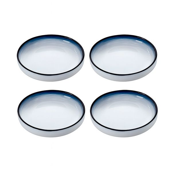 Elegant Ocean Rim Gradient Ceramic Salad Plate Set - Blue - 4 Piece