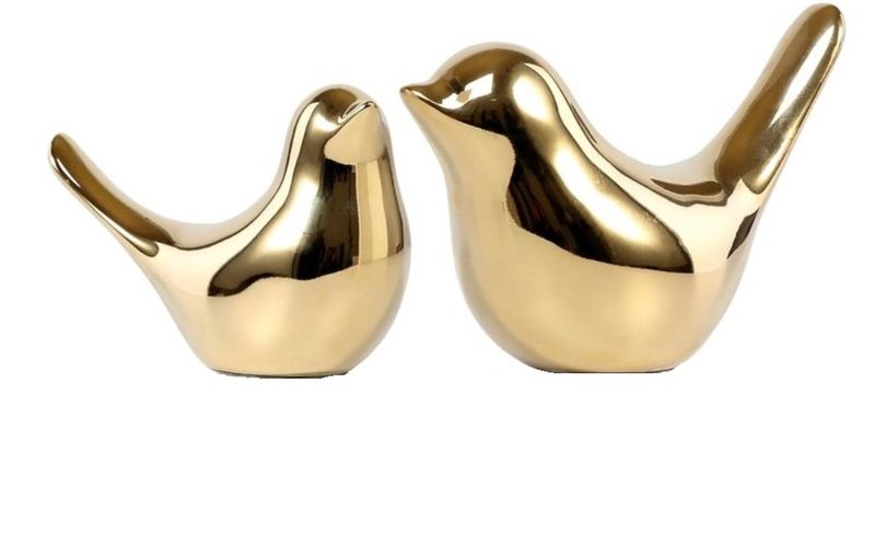 Small Birds Statues Gold Home Decor Modern Style Figurine Decorative
