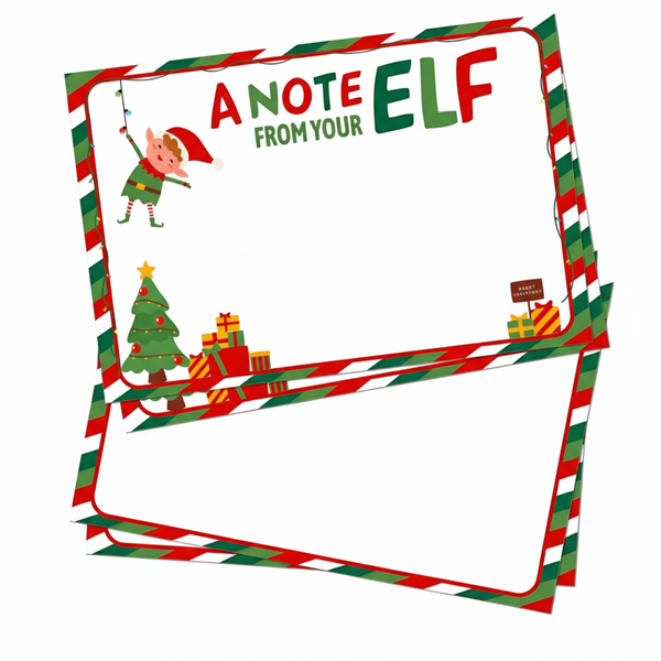 24-Piece Christmas Holiday Message Elf Inspired Note Cards - Multicolor