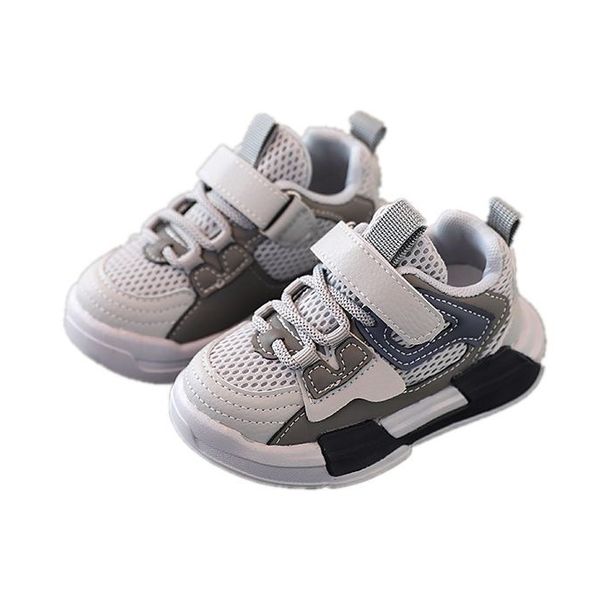 Olive Tree-Kids Retro Street Style Hook and Loop Laced Skate Sneakers-Grey