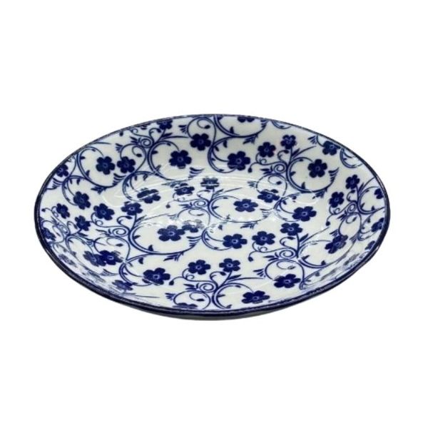 Ceramic Dinner Round Plate - Blue &amp; White