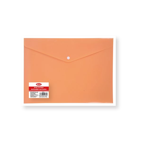 A4 Snap Button Document Folder - Orange (12-Pack)