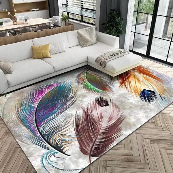 Modern 3D Geometric Design Rug - Feathers