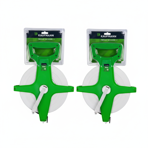 Kaufmann Fiberglass Tape Measure 100m x 12.5mm for Construction &amp; - 2 Pack