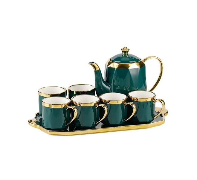 9 Piece Luxury Sublimation Ceramic Complete Tea Set With Pot &amp;Tray