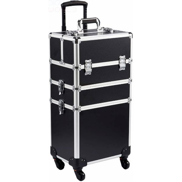 Professional Aluminium Makeup cosmetics 3-in-1 Trolley-Black