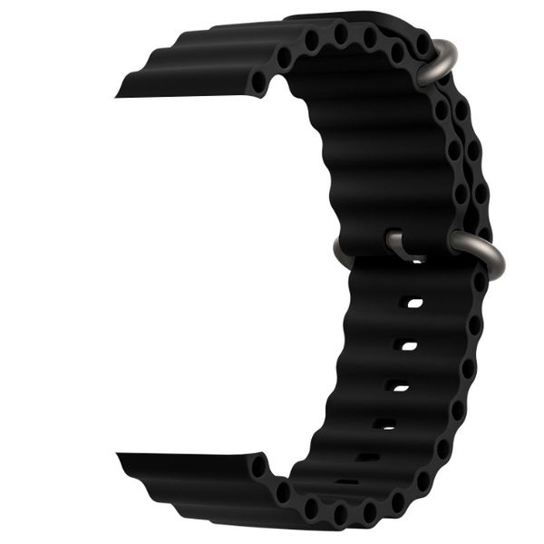 42/44/45/49mm Ocean Style Silicone Watch Strap for Apple Watch - Jet Black