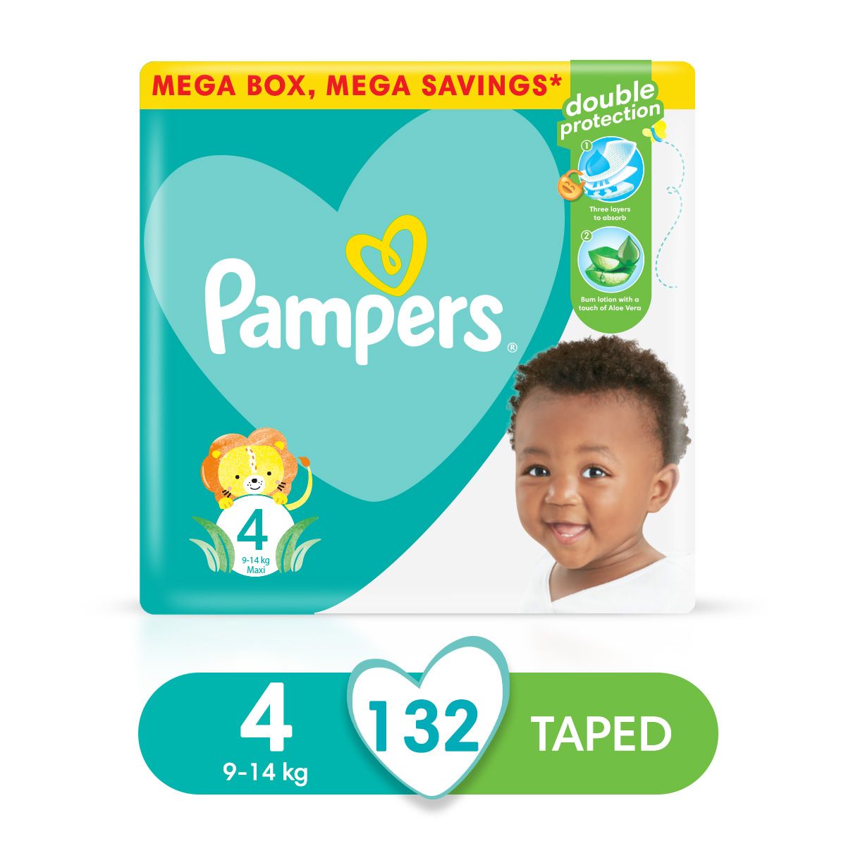 Pampers Baby Dry - Size 4, Mega Savings Box-132 Nappies, Lotion with ...