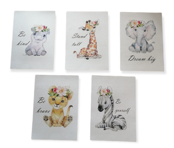 Little Leila - 5 animal prints with florals - A3