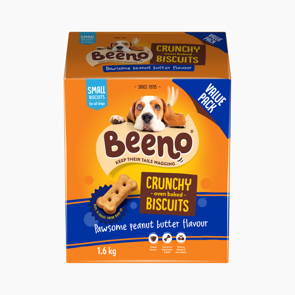 Beeno Small Dog Biscuit Treats Peanut Butter Flavour 1.6kg