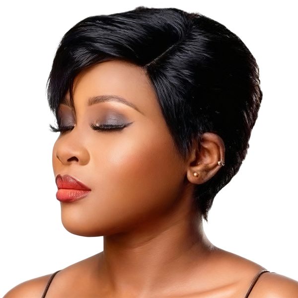 Geebuy Brazilian Straight Side Part Pixie Wig Made From Soft|Tangle-Free