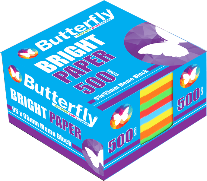 Butterfly Memo Block (95 x 95mm) 500 Sheets - Bright Paper