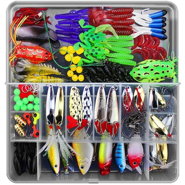 BasicX 141pc Fishing Tackle Set - High-Carbon Steel Hooks &amp; Lures Kit
