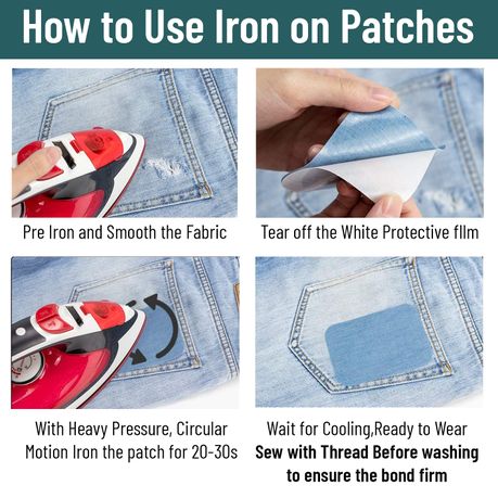 Iron On Jean Patches Denim Jean Repair Patches Kit Assorted Jacket 20