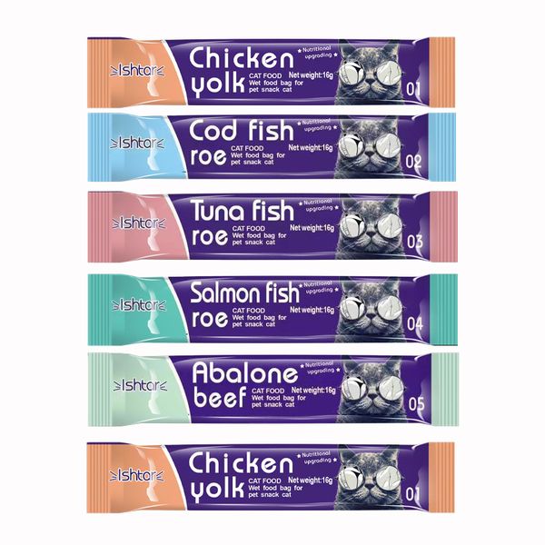 6 Piece Cat Treats Sticks Cat Wet Foods - Mixed
