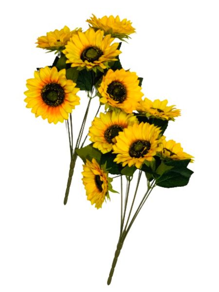 Artificial Flower 2pc x 49cm Sunflower Bunch with 5 Stems