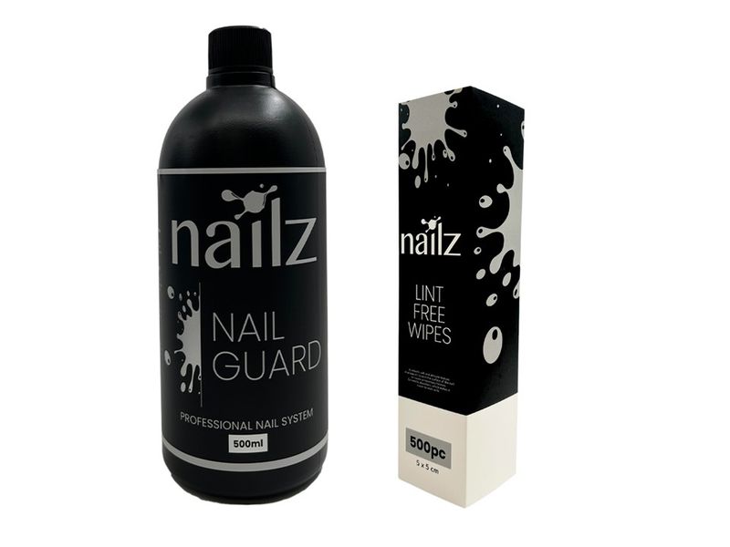 Nailz NailGuard 500ml &amp; Nailz Lint Free wipes 500 Piece