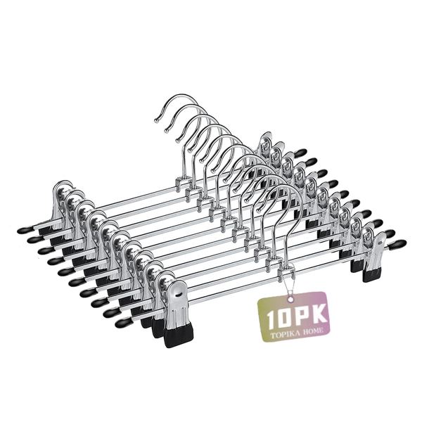 All Clear Metal Pants &amp; Skirt Hangers with Adjustable Clips - 10 pack