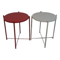 SMTE- Round Occasional Coffee Table Set of 2 -Red And White