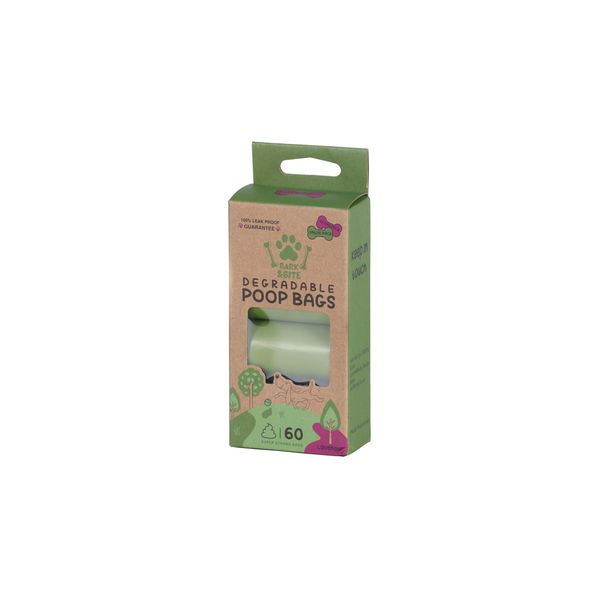 Bark&amp;Bite Biodegradable Dog Poop Bags, Premium, Extra Thick - 60 Bags