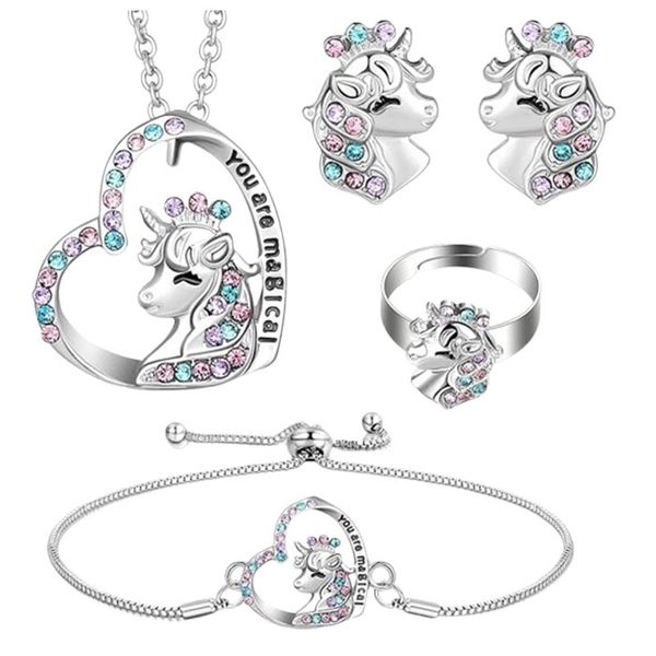 925 Sterling Silver Children's Unicorn Set, 4 Pieces