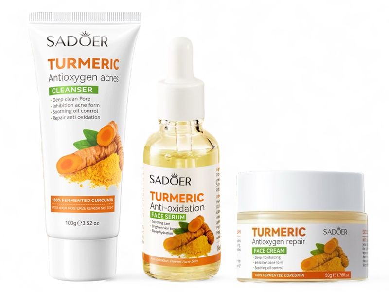 Sadoer Anti Aging Repair Turmeric Face Cleanser Face Serum and Face Cream