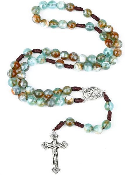 Bead Necklace with Holy Cross Pendant