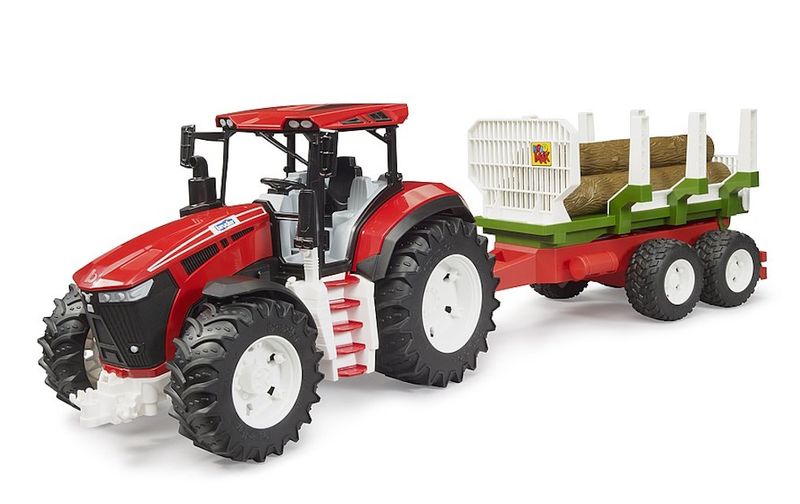 Bruder Roadmax Tractor with Forwarding Trailer &amp; 3 Tree Trunks - 68cm Long