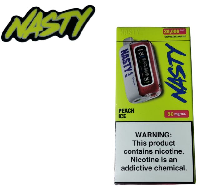 Nasty Rechargeable Disposable Vape- 20 000 Puffs- 5% Nic-Peach Ice