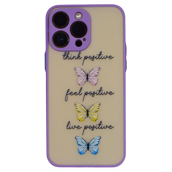 Phone Case with Butterfly Print and Pro Cam - Iphone 15 Pro Max - Purple