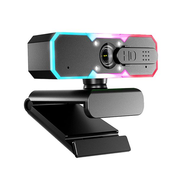 1080P USB Webcam with LED Light - 60FPS Autofocus, Dual Mic, Privacy Cover