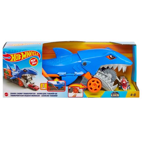 Hot Wheels Shark Chomp Transporter Playset with One 1:64 Scale Car