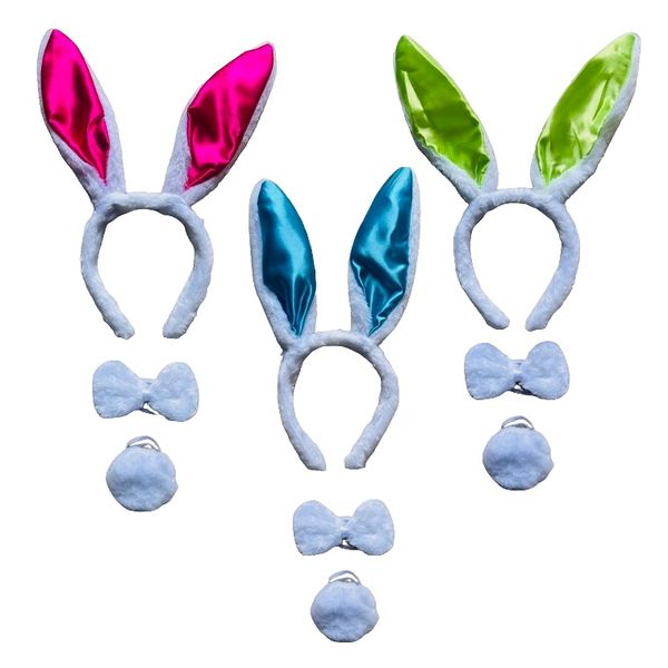 Dress Up Easter Bunny Ears Alice Band, Tail &amp; Bow Tie Set - Set of 3