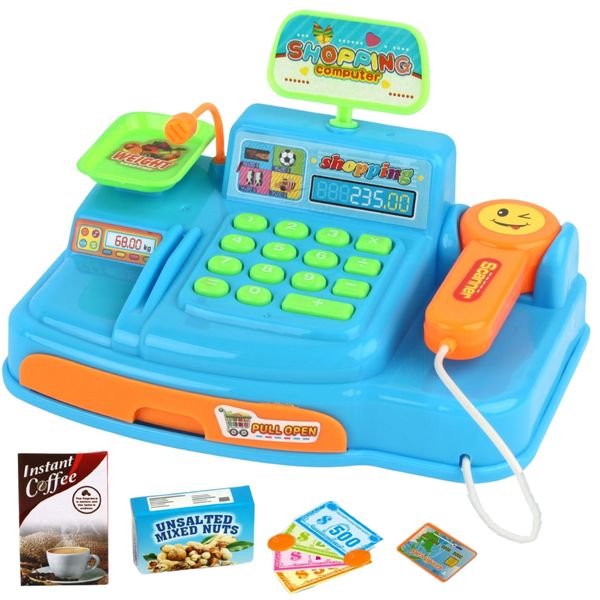 TEETO TOYS Shopping Cash Register Playset - Supermarket Pretend Play Toys for Toddlers