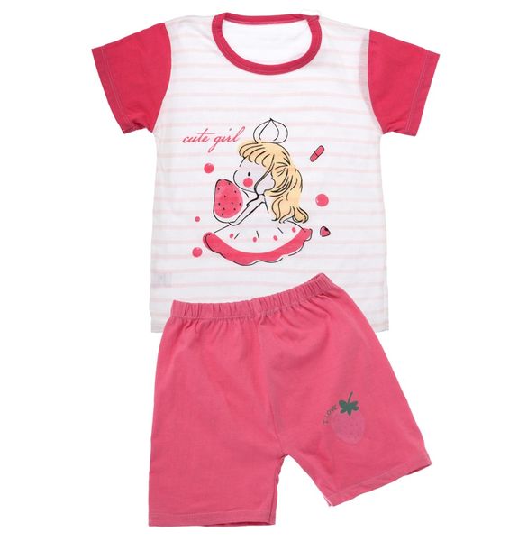 100% Cotton Summer Girls Strawberry Pyjamas Set