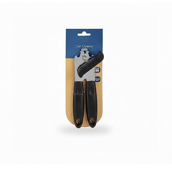 EasyGrip Stainless Steel Can Opener with Black Handle