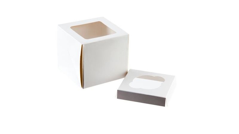 Box Mania: 1 Cup White Cupcake Box With Inserts And Window - 250 Units