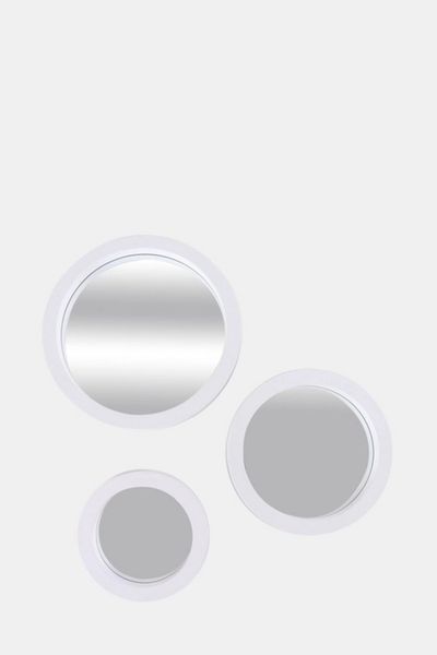3 Piece Round Decor Mirror Pack - White